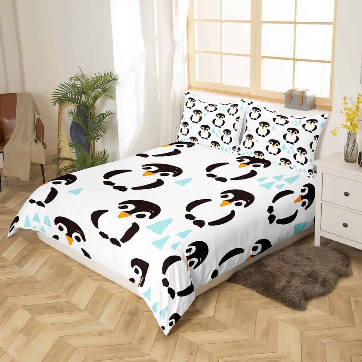 Homewish Juego de Funda nórdica Pingüino Patrón de Acuarela - Imagen 3