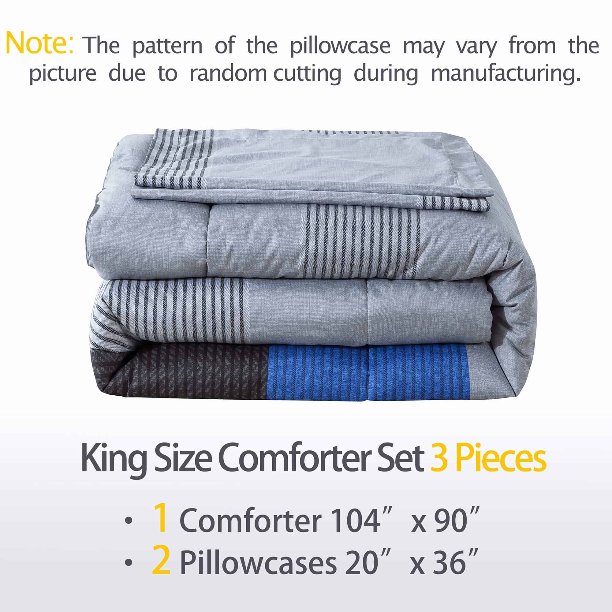 Set de Edredón Andency Stripe Azul Tamaño King, 3 Piezas - Imagen 3