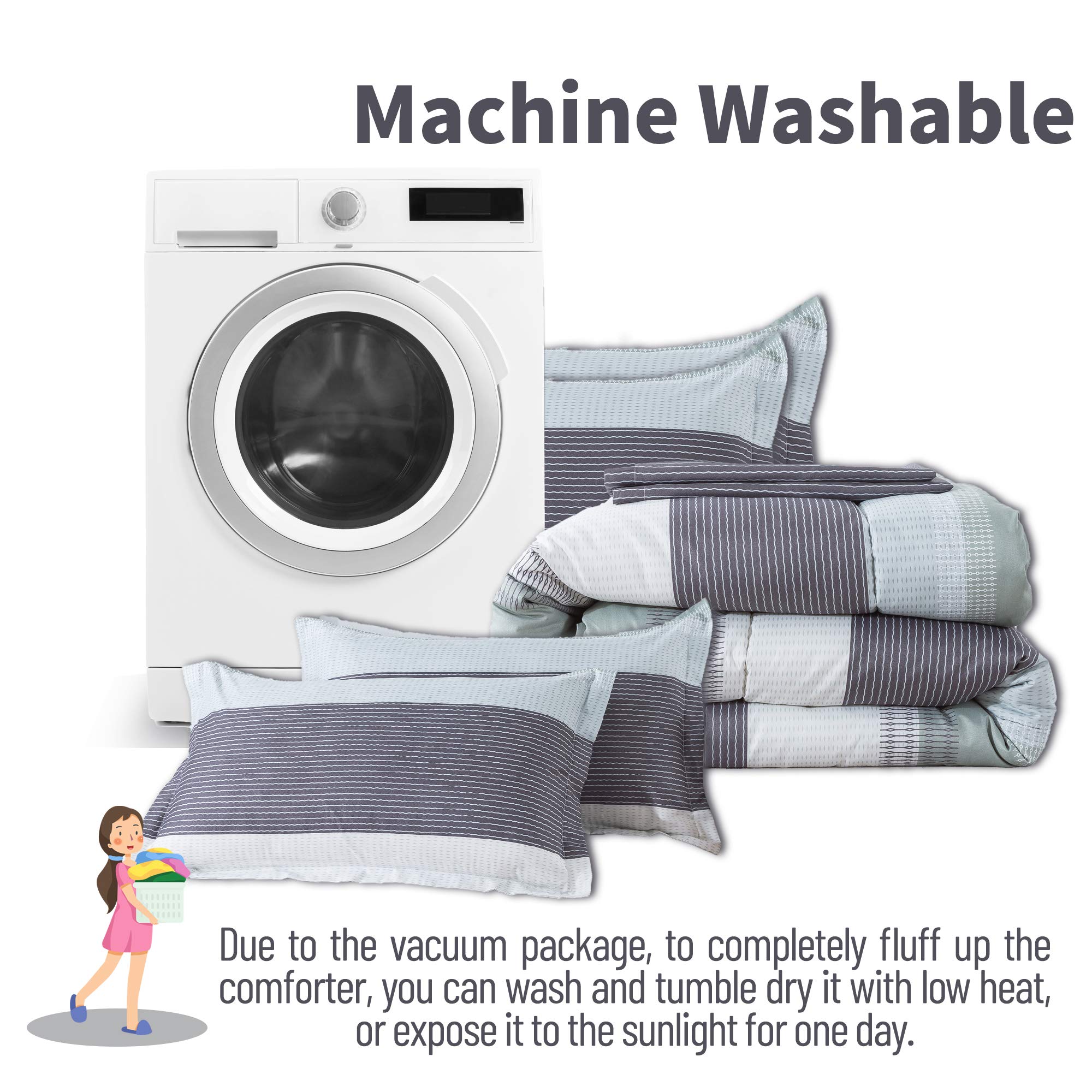 Andency Juego de Edredón King Size con Rayas (104x90 - Imagen 10