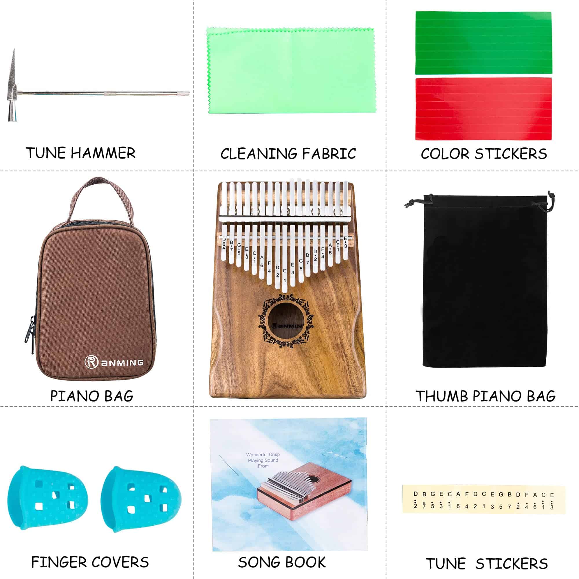 Kalimba Thumb Piano 17 Teclas RANMING Mbira Dedo Piano - Imagen 5