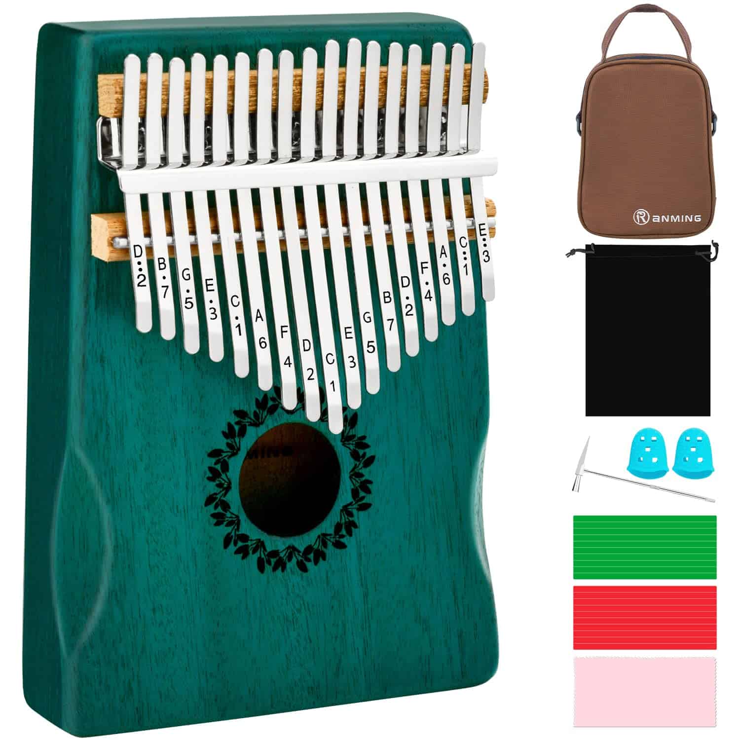 Kalimba Thumb Piano 17 Keys RANMING Mbira -Verde