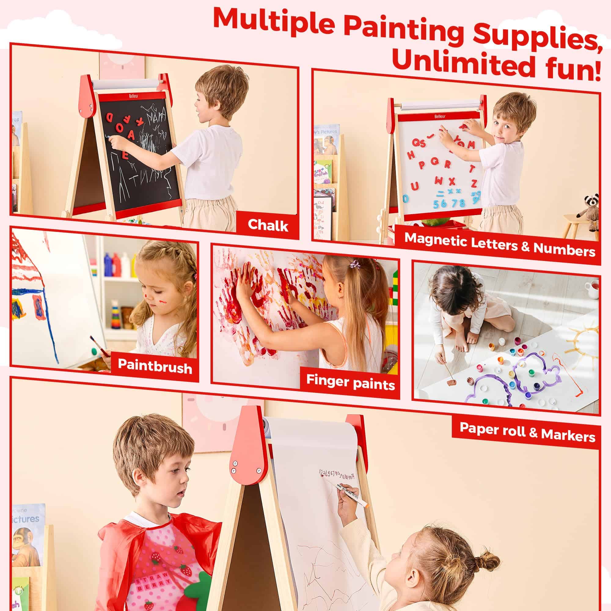 Caballete Todo en Uno Belleur para Niños con 2 Rollos de - Imagen 7