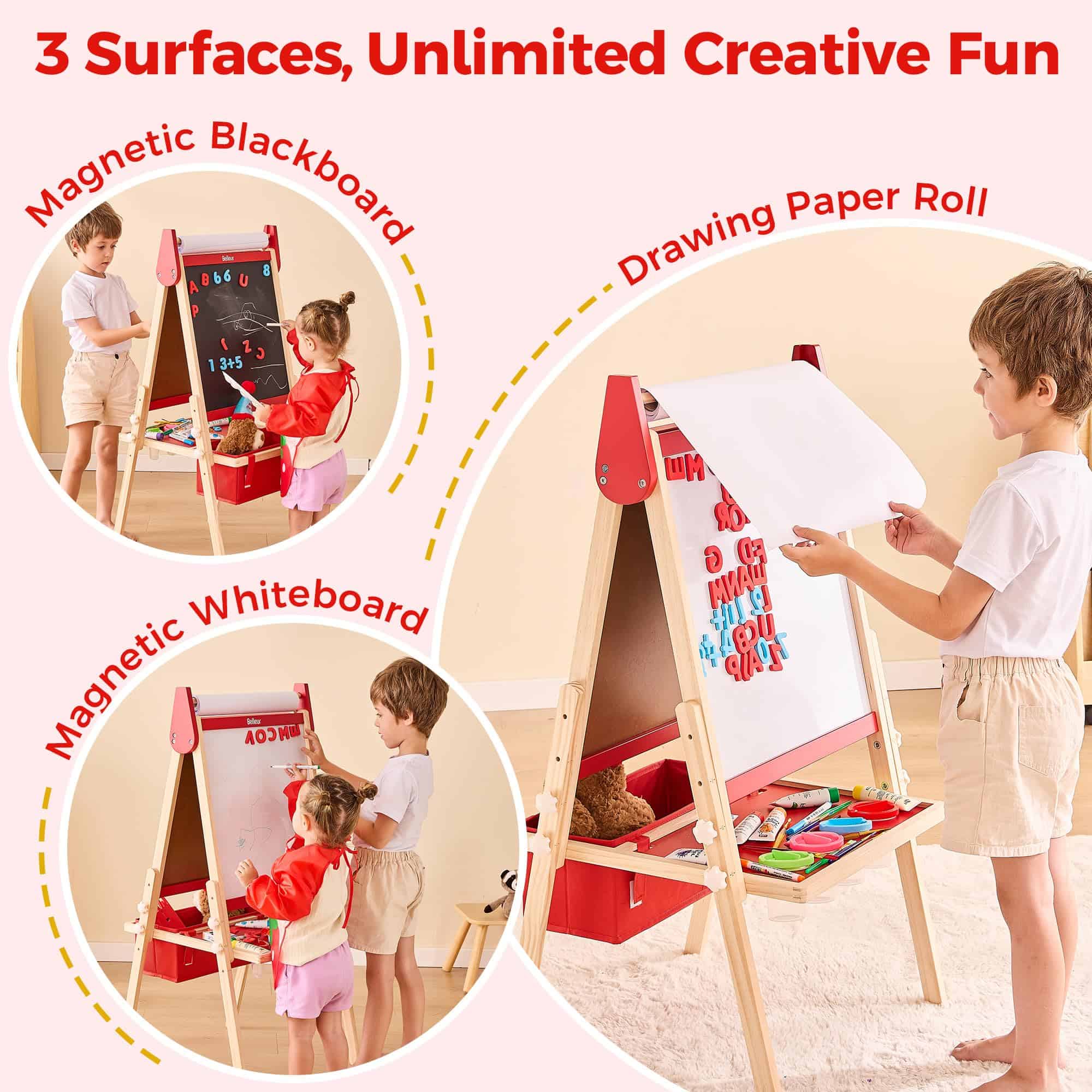 Caballete Todo en Uno Belleur para Niños con 2 Rollos de - Imagen 4