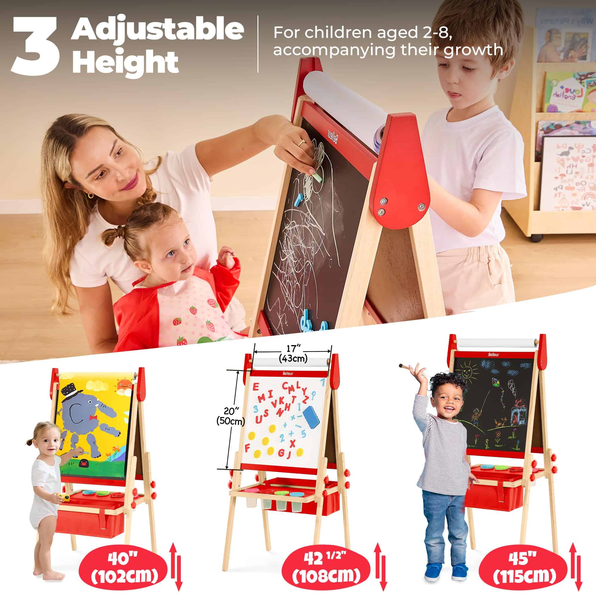 Caballete Todo en Uno Belleur para Niños con 2 Rollos de - Imagen 5