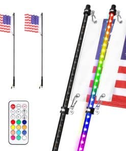 2Pcs 5FT Luces de Látigo LED, Niking Auto Smoked Black con