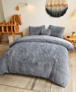 Set de funda nórdica de piel de imitación peluda de lujo