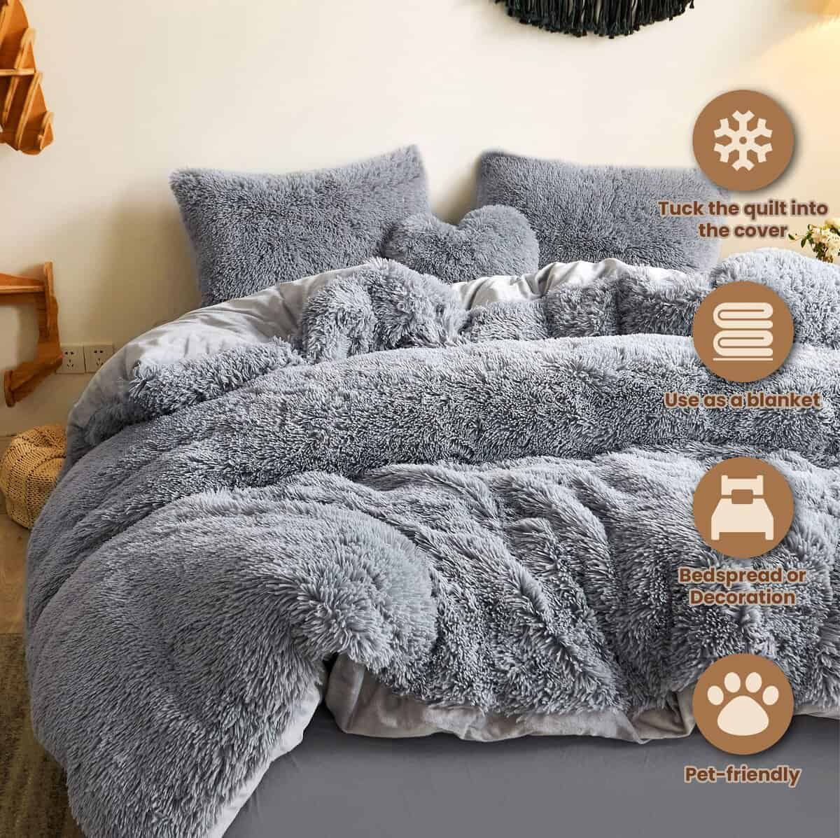 Set de funda nórdica de piel de imitación peluda de lujo - Imagen 3