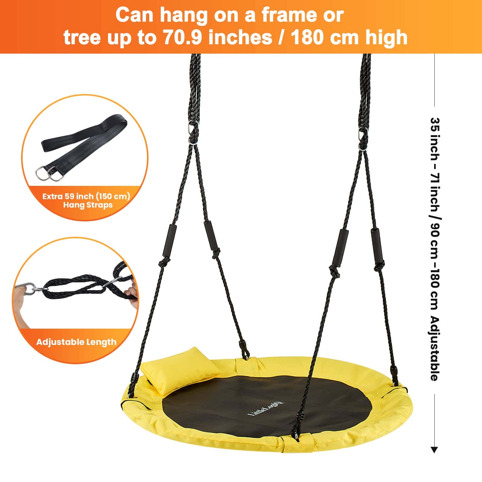 Columpio en forma de platillo para niños, LITTLELOGIQ de 40 - Imagen 7