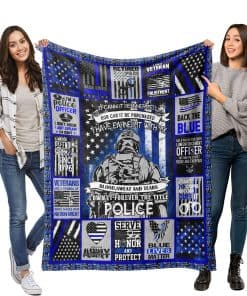 Manta de Forro Polar con Bandera de la Línea Azul Delgada