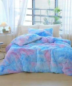 Juego de edredones Falso Piel de Peluche de Colores Tie-Dye