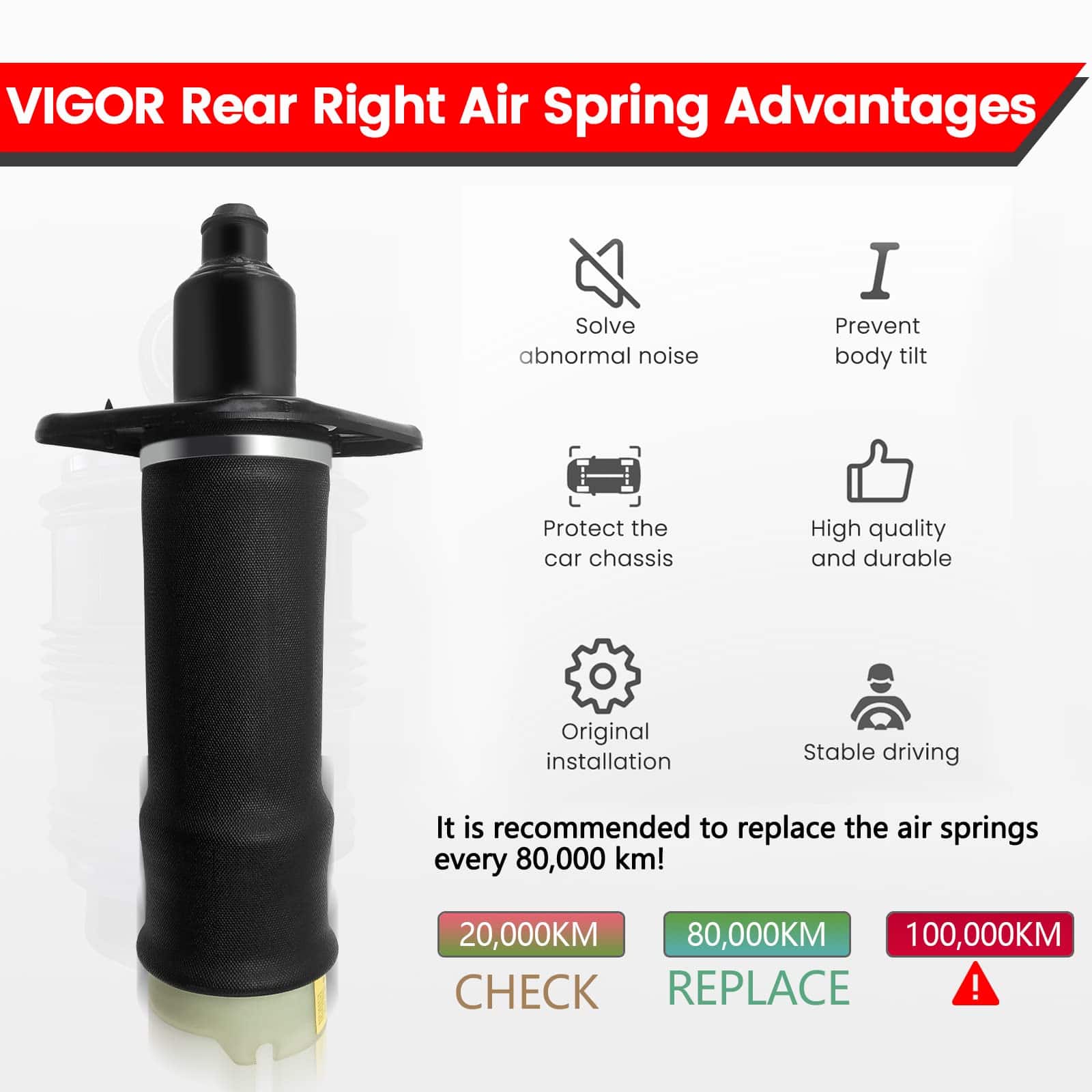 Resorte de suspensión de aire trasero derecho VIGOR - Imagen 6