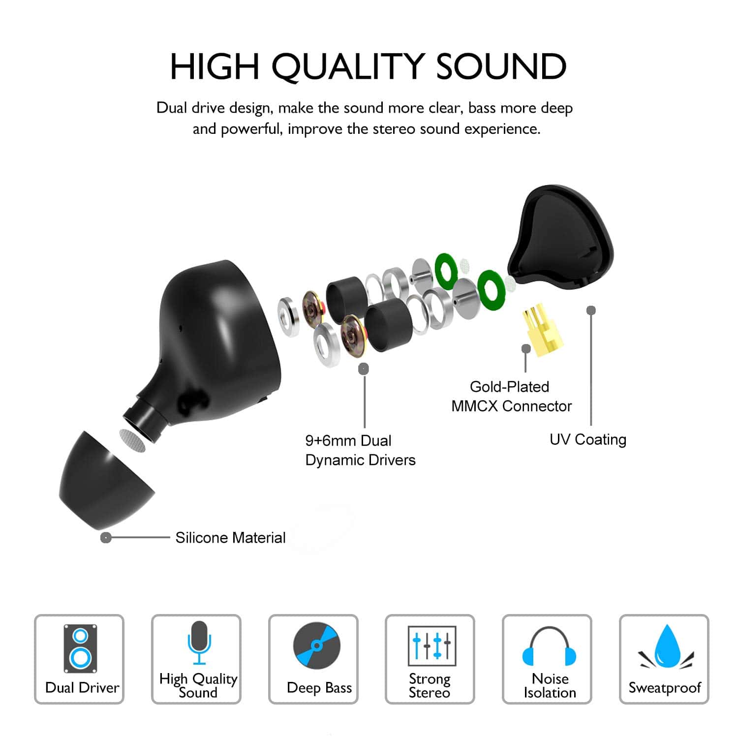 Audífonos intrauditivos DCMEKA, auriculares estéreo HIFI - Imagen 5