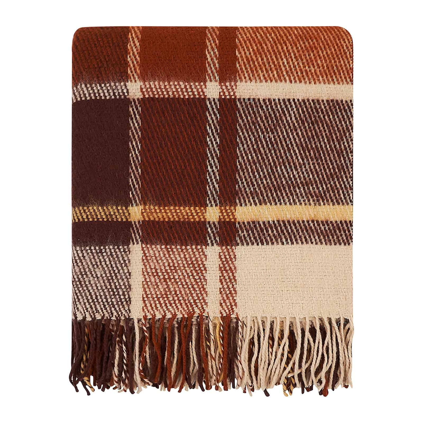 Cozy Blankets - Manta de Lana Virgen de -Beige y Marrón