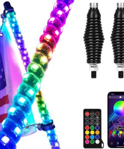 OHMU 2pcs 3FT Luces de Látigo LED con Bluetooth, Control