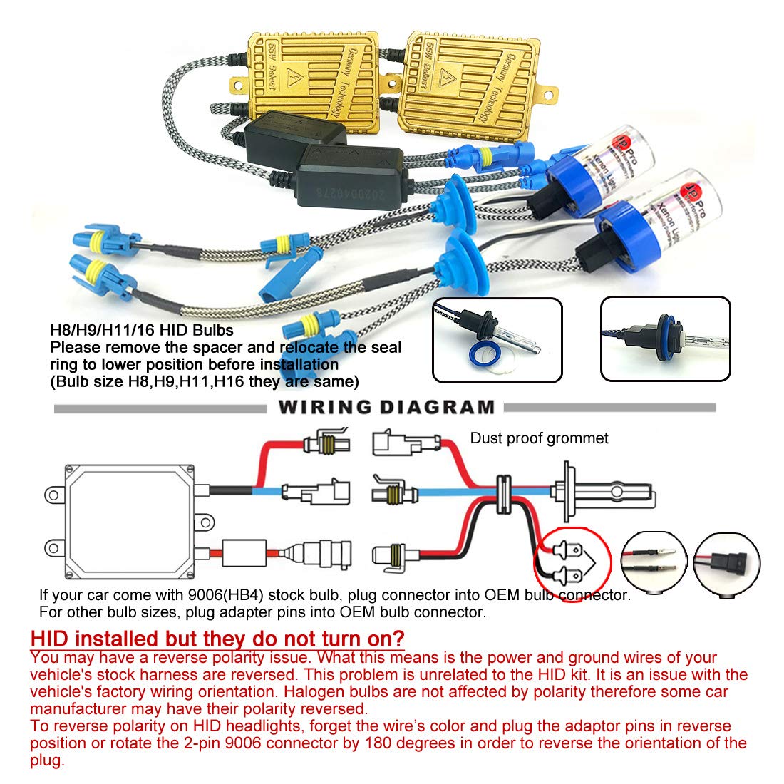 55W H8 H9 H11 H16 6000K Bombillas HID AC de Alta Potencia - Imagen 8