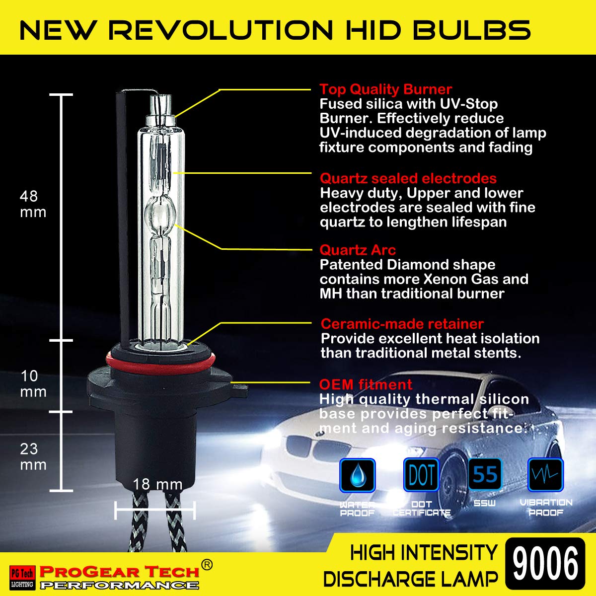 Paquete de bombillas AC HID 55W 9006 HB4 6000K con - Imagen 6