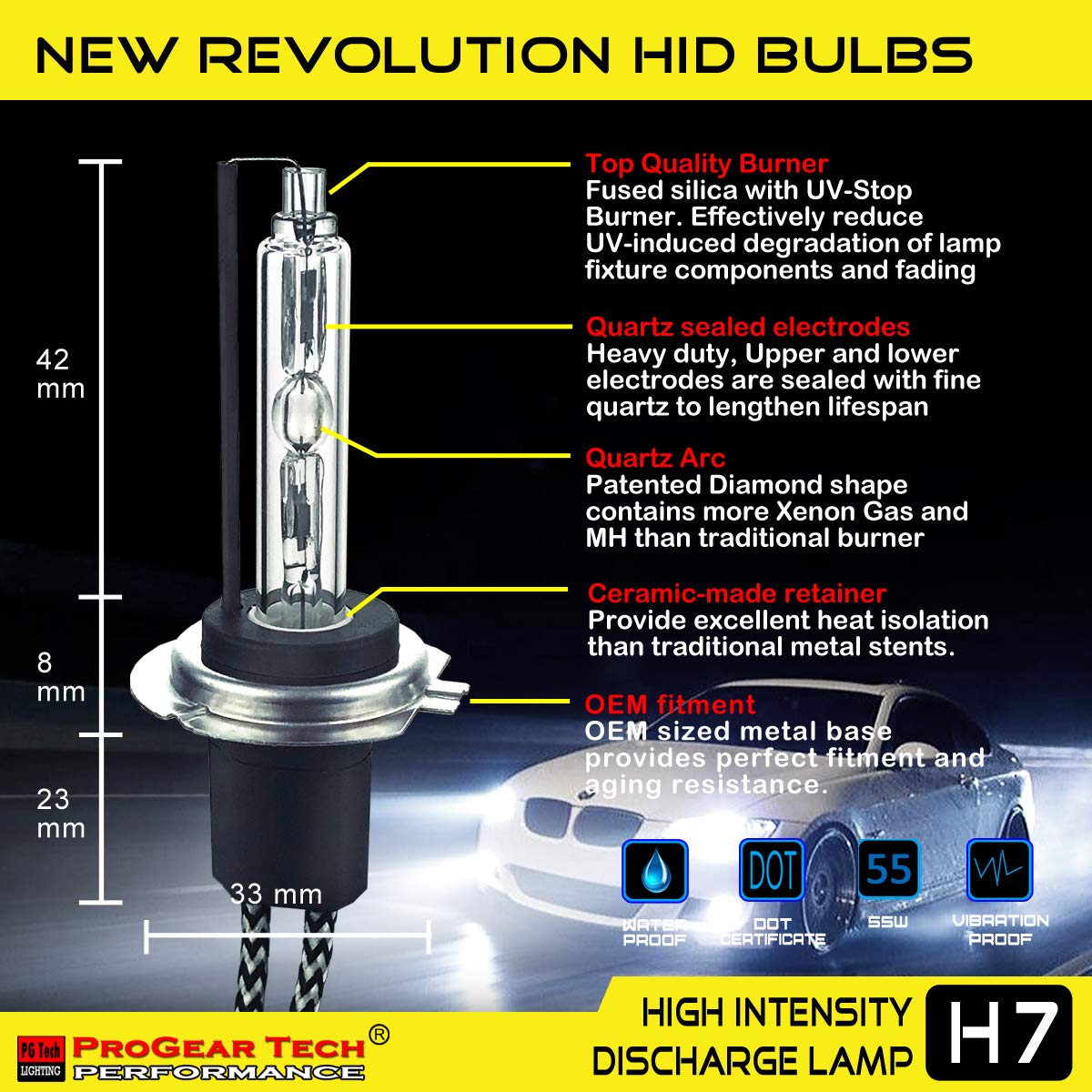Juego de bombillas HID AC de 55W H7 6000K de alta - Imagen 7