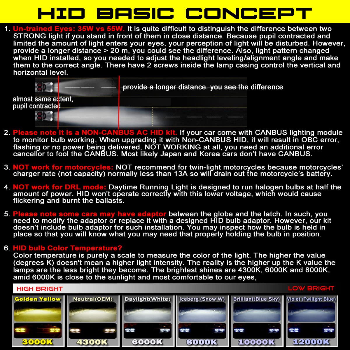 Juego de bombillas HID AC de 55W H7 6000K de alta - Imagen 4