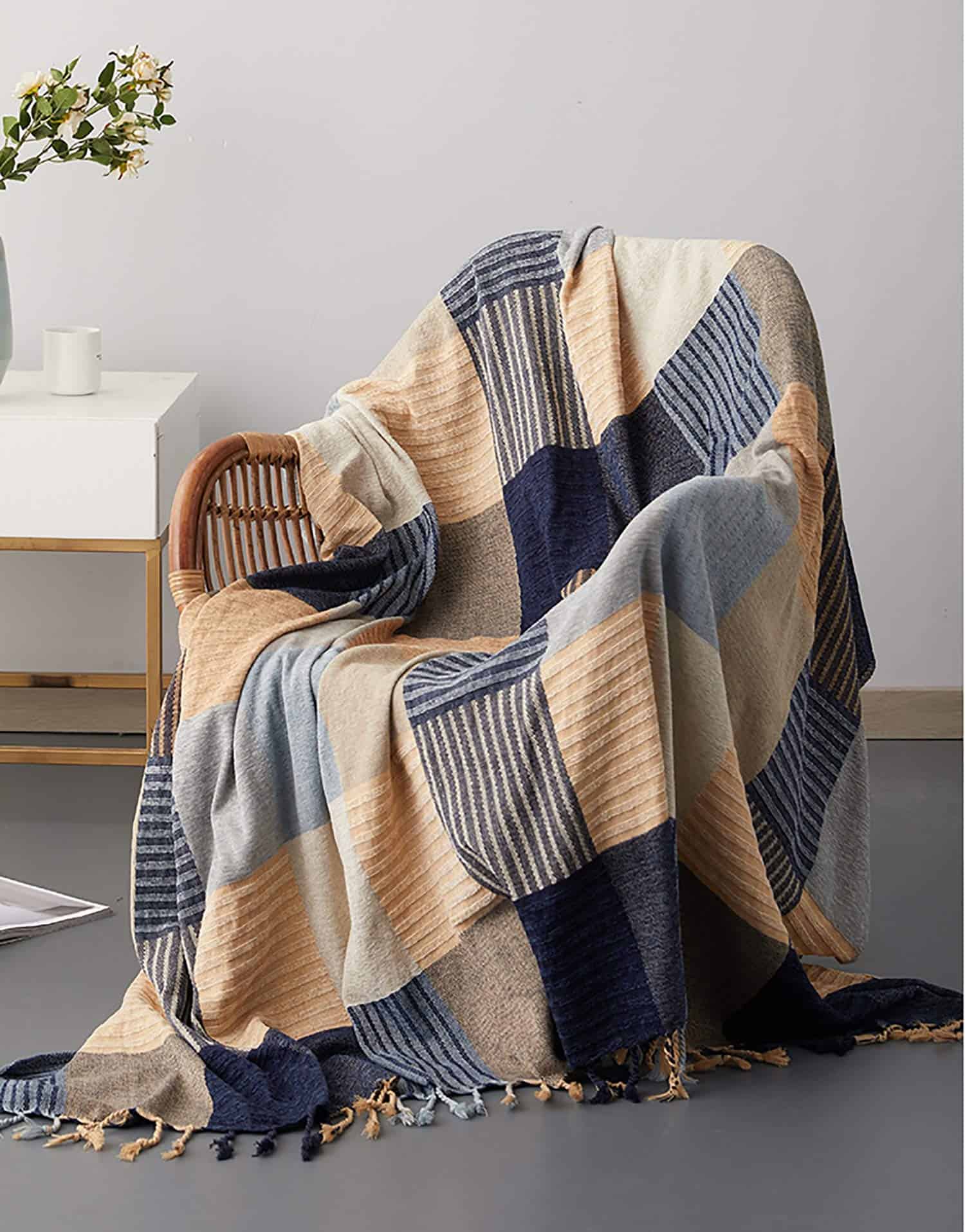 Mantas de Tiro Bohemias Ujoyen Chenilla Coloridas con - Imagen 3