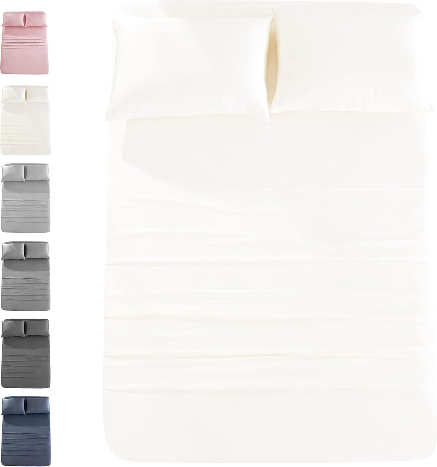 JOMO - Sábanas de Cama Queen Size - Blancas, Paquete de 4 -