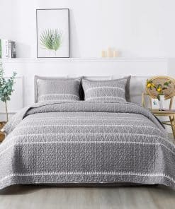 Juego de Edredón Andency Gris para Cama Queen, 3 Piezas (1