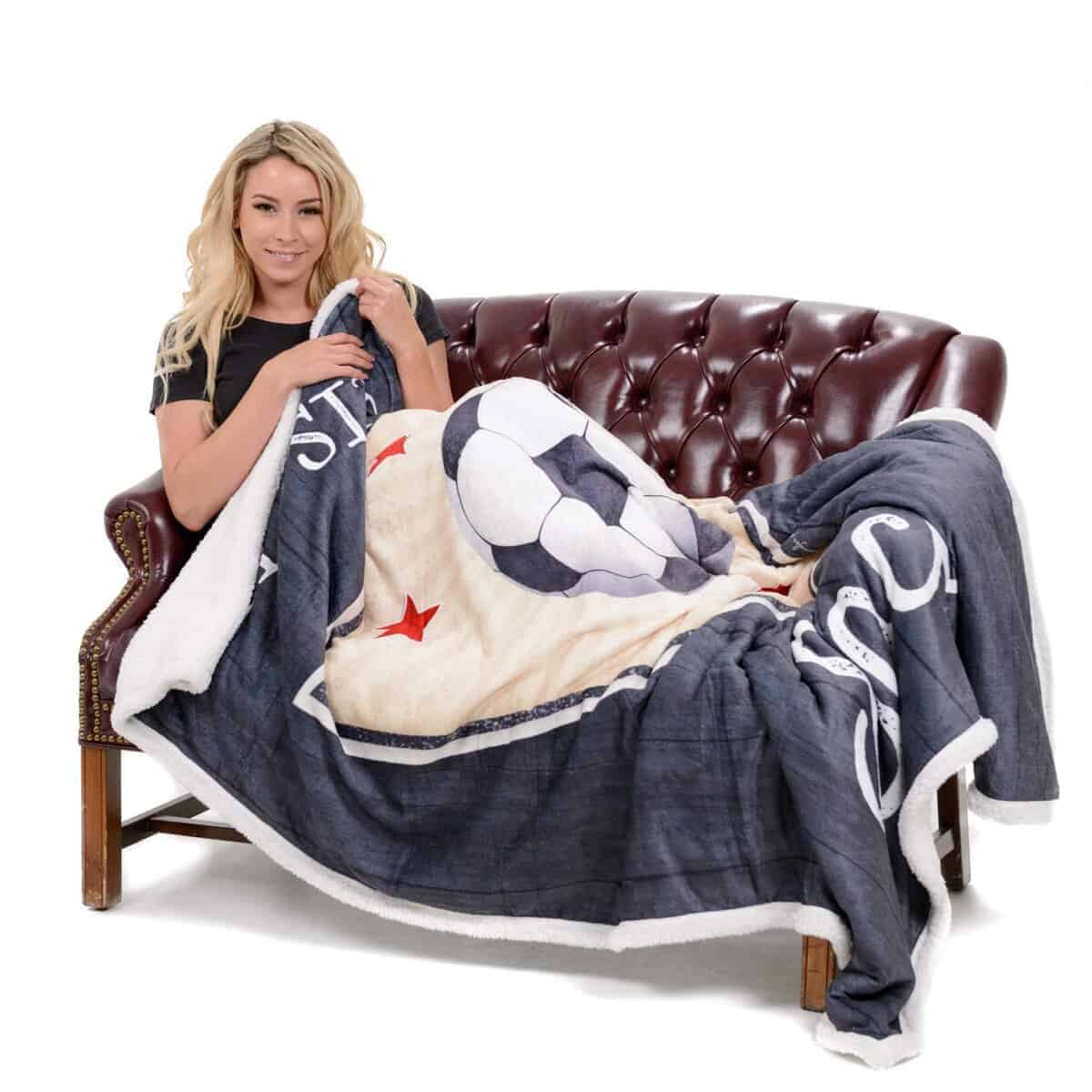 Manta de Franela y Sherpa de Doble Capa - -y Soccer) - Imagen 6