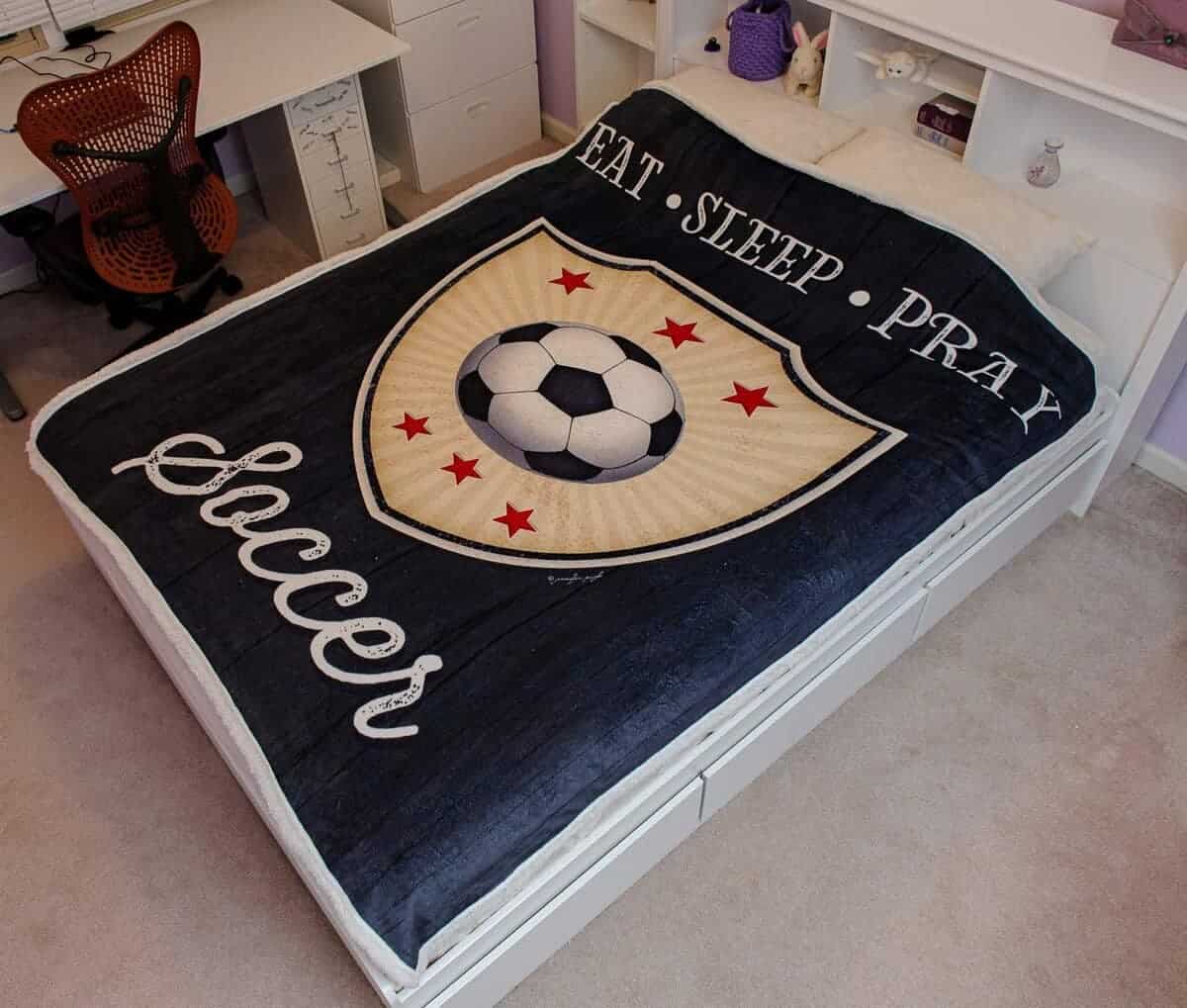 Manta de Franela y Sherpa de Doble Capa - -y Soccer) - Imagen 7