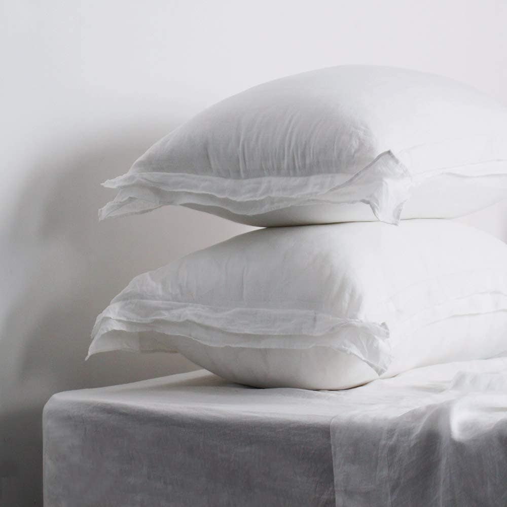 Juego de sábanas de lino francés 100% -Blanco - Imagen 8