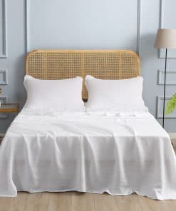 Juego de sábanas de lino francés 100% -Blanco