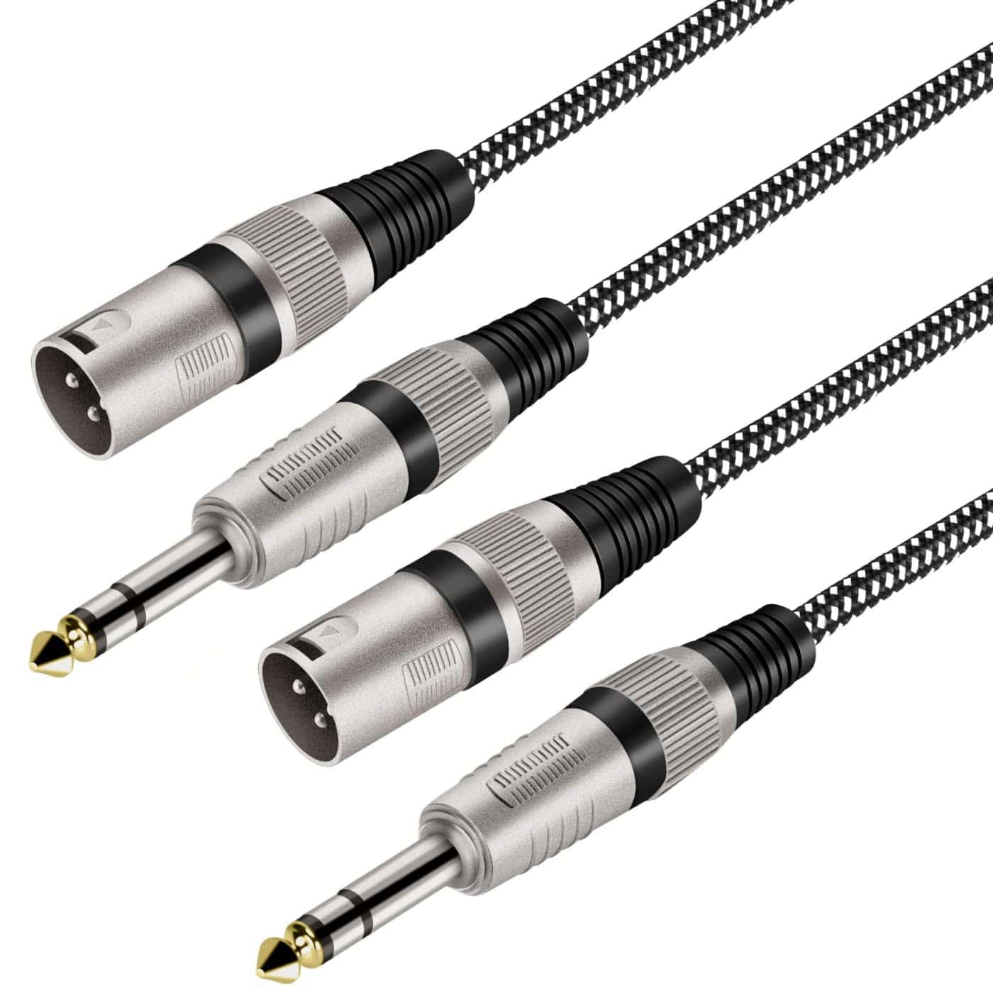 Cables XLR Macho a 1/4 de Pulgada TRS 10 FT/2Pack, Trenzado