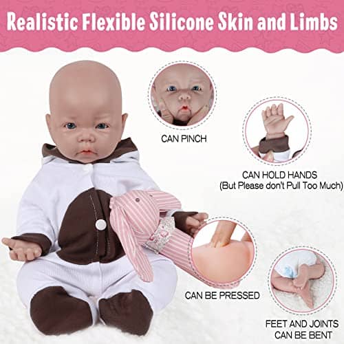 Muñeca bebé realista de silicona completa de 17 pulgadas - Imagen 5