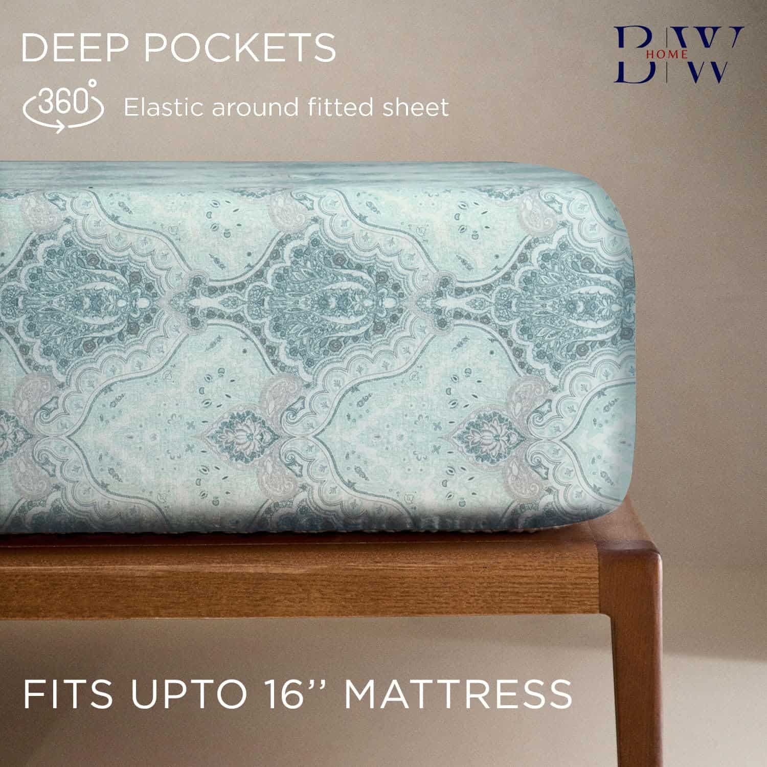 Juego de sábanas de franela estampadas -Damasco Navy - Imagen 5