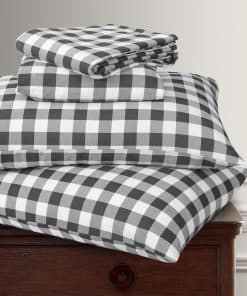 Juego de sábanas de franela estampada -Buffalo Grey