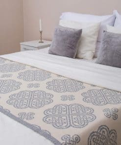 SAOL Manta de Cama con Nudos Celtas (Gris, Cama Doble)