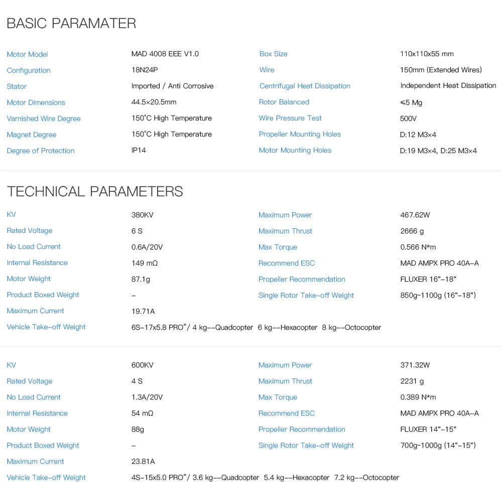 Motor brushless MAD COMPONENTS 4008 EEE 600KV 2pcs/Box para - Imagen 8