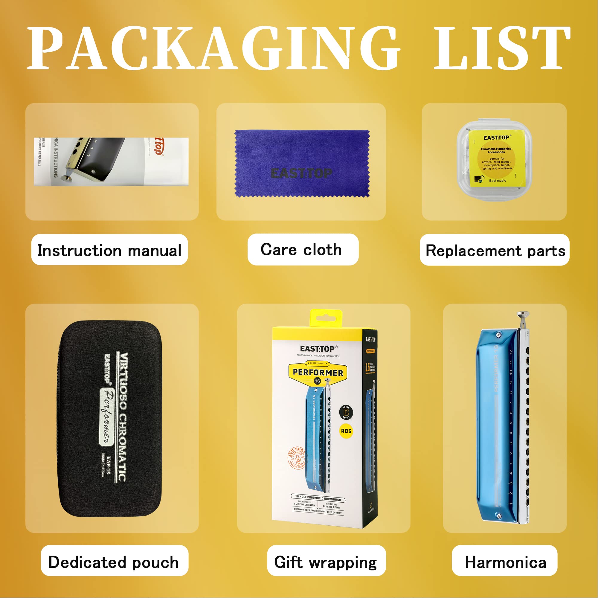 Armónica Cromática East top de 16 Agujeros 64 Tonos en Do, - Imagen 8