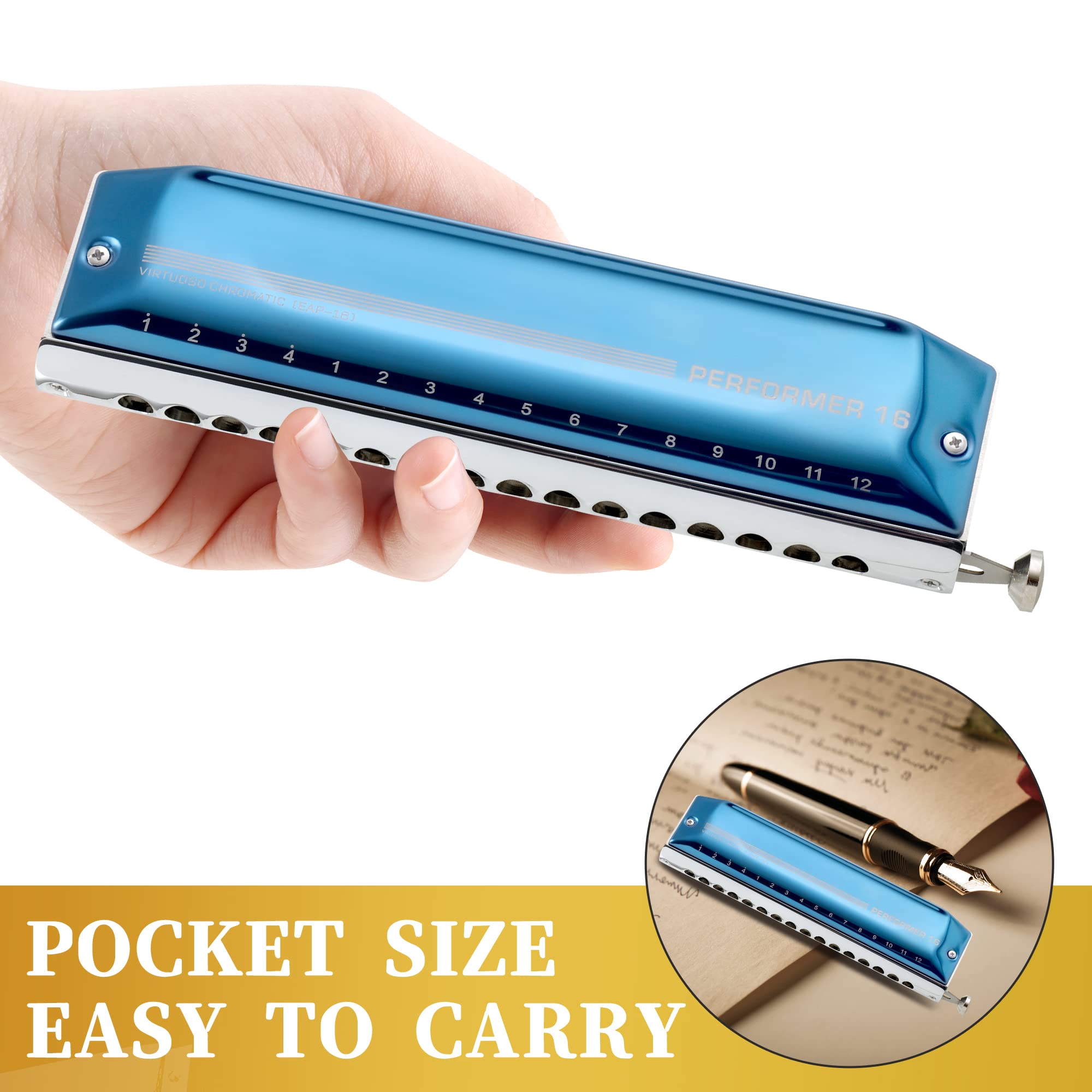 Armónica Cromática East top de 16 Agujeros 64 Tonos en Do, - Imagen 7