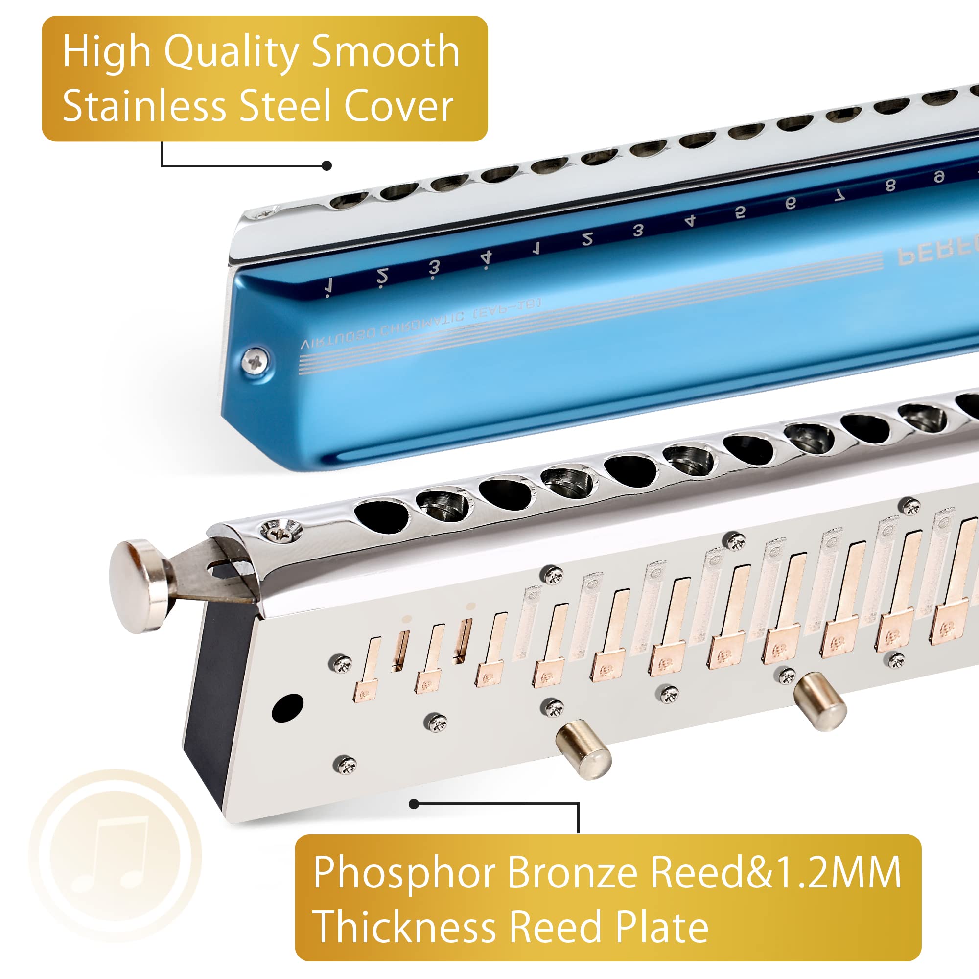 Armónica Cromática East top de 16 Agujeros 64 Tonos en Do, - Imagen 4