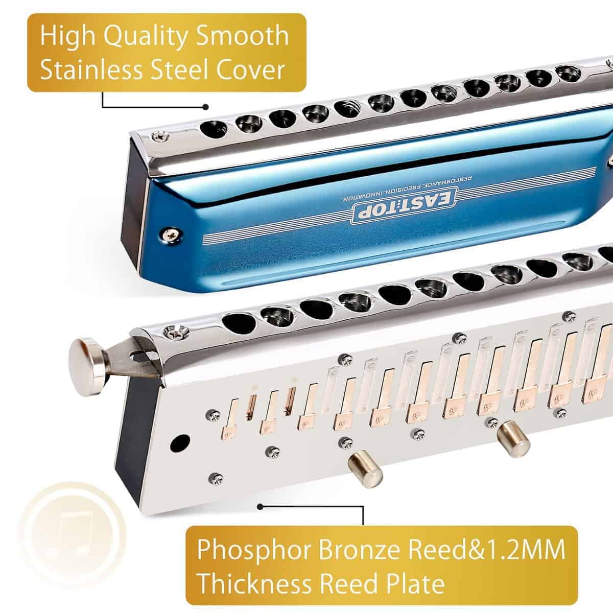 Armónica Cromática East Top, 12 Orificios 48 Tonos en Clave - Imagen 4