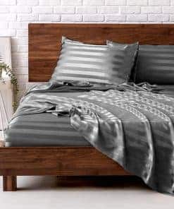 Juego de Sábanas de Satén MR&HM, Juego de -Gris Oscuro a Ray