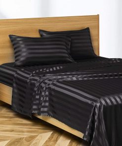 Juego de Sábanas de Satén Candoury de 4 -Rayas Negras
