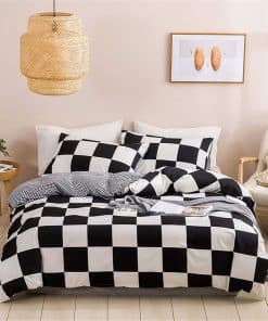 Set de Funda Nórdica a Cuadros Blanco y Negro tamaño Twin,