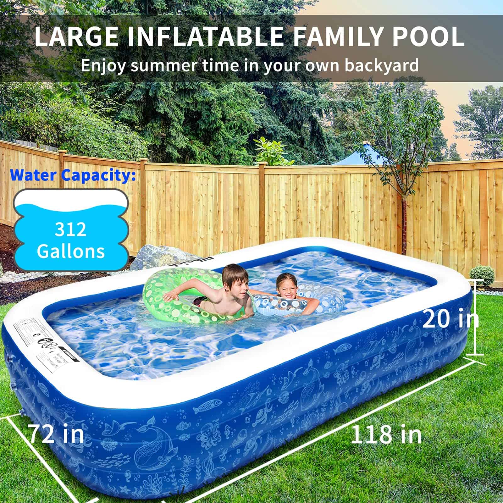 Piscina Inflable para Familia, Piscina Grande para Niños, - Imagen 6