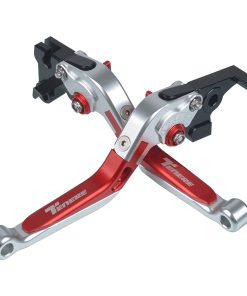 Juego de Palancas de Freno y Embrague Plegables -Plata+Rojo