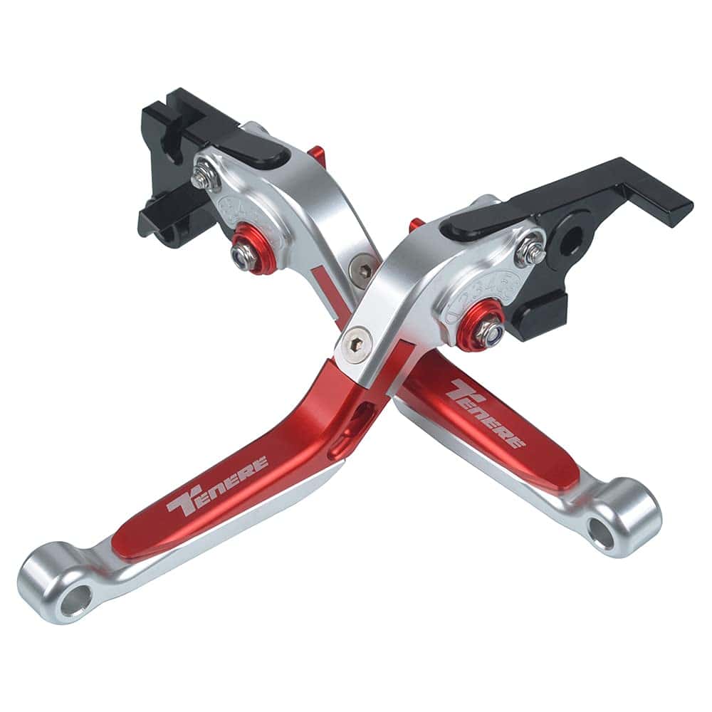 Juego de Palancas de Freno y Embrague Plegables -Plata+Rojo