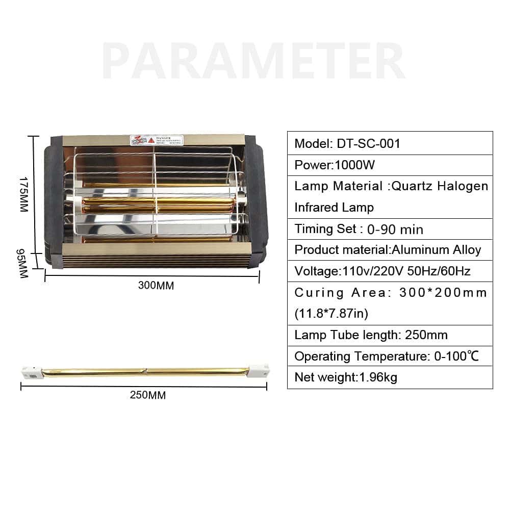 Lámpara de Curado de Pintura por Infrarrojos DATOU 1000W - Imagen 3