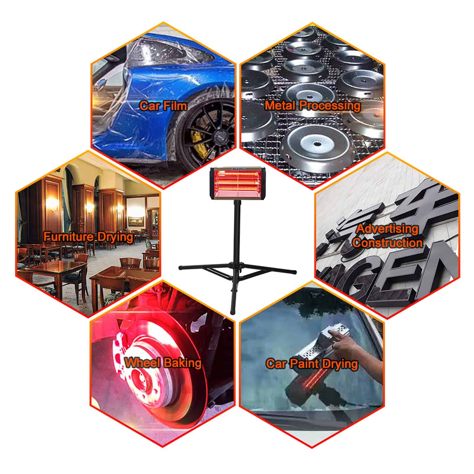 Lámpara de Curado de Pintura por Infrarrojos DATOU 1000W - Imagen 8