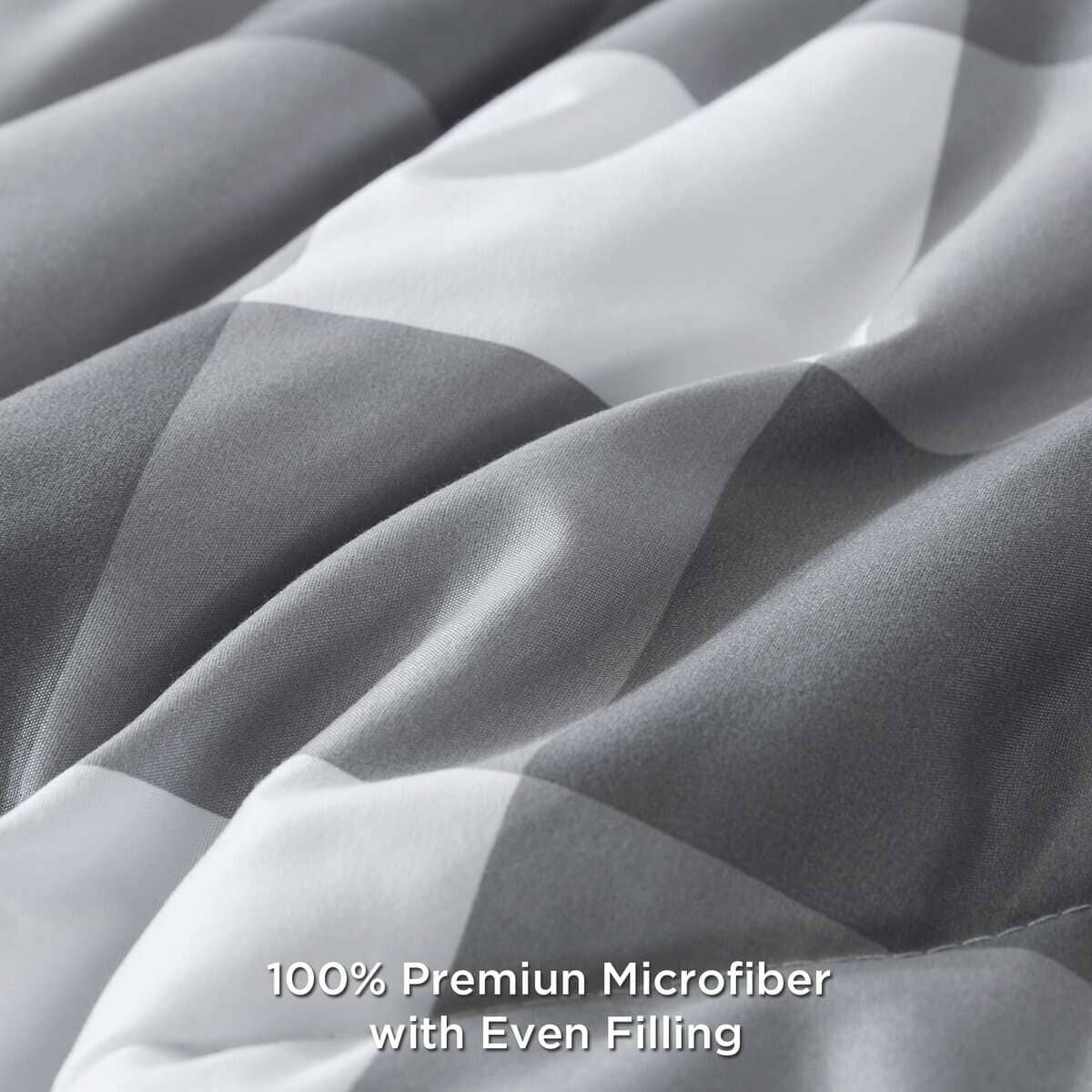 Juego de edredón a cuadros color gris claro Andency Full - Imagen 5