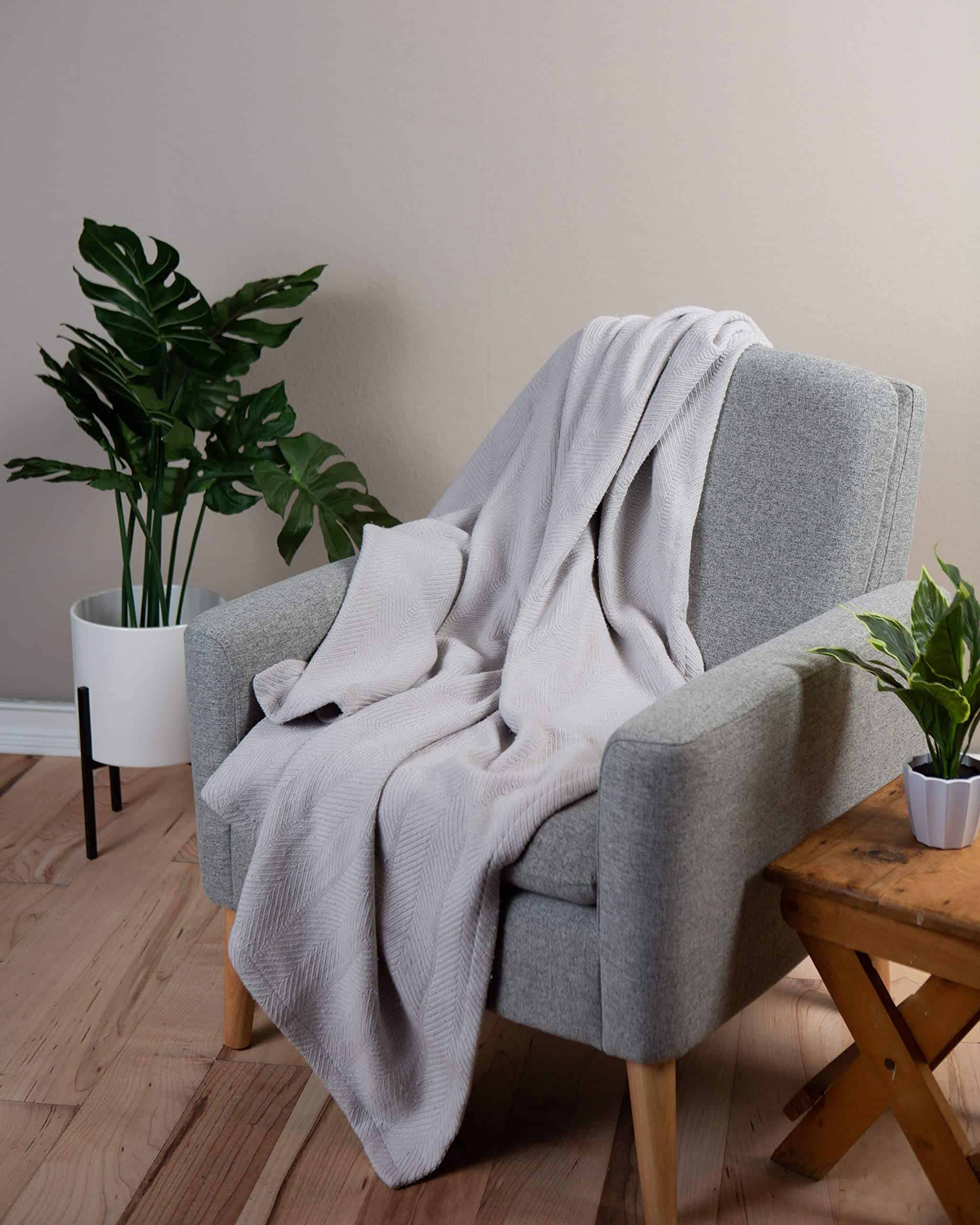 Manta de algodón para sofá, 60x50 pulgadas, tejido cálido y - Imagen 4