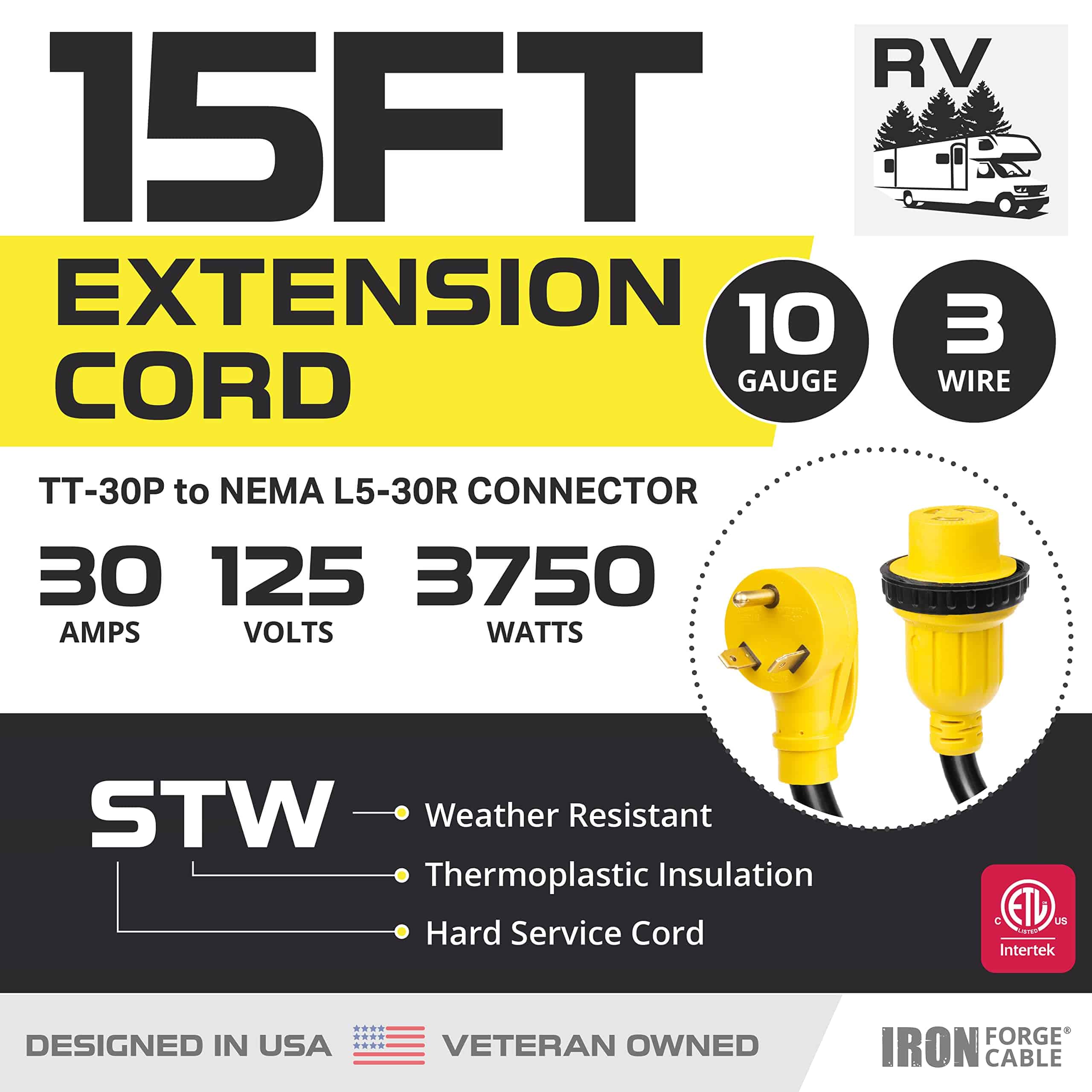 Cable de Extensión para RV de 30 Amperios de Iron Forge - Imagen 3